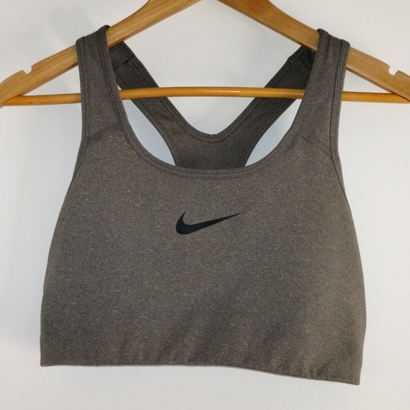 NIKE Athletic Sports Bra Swoosh Logo Gym Workout Dri-Fit Exercise Yoga Pilates L - Picture 1 of 3